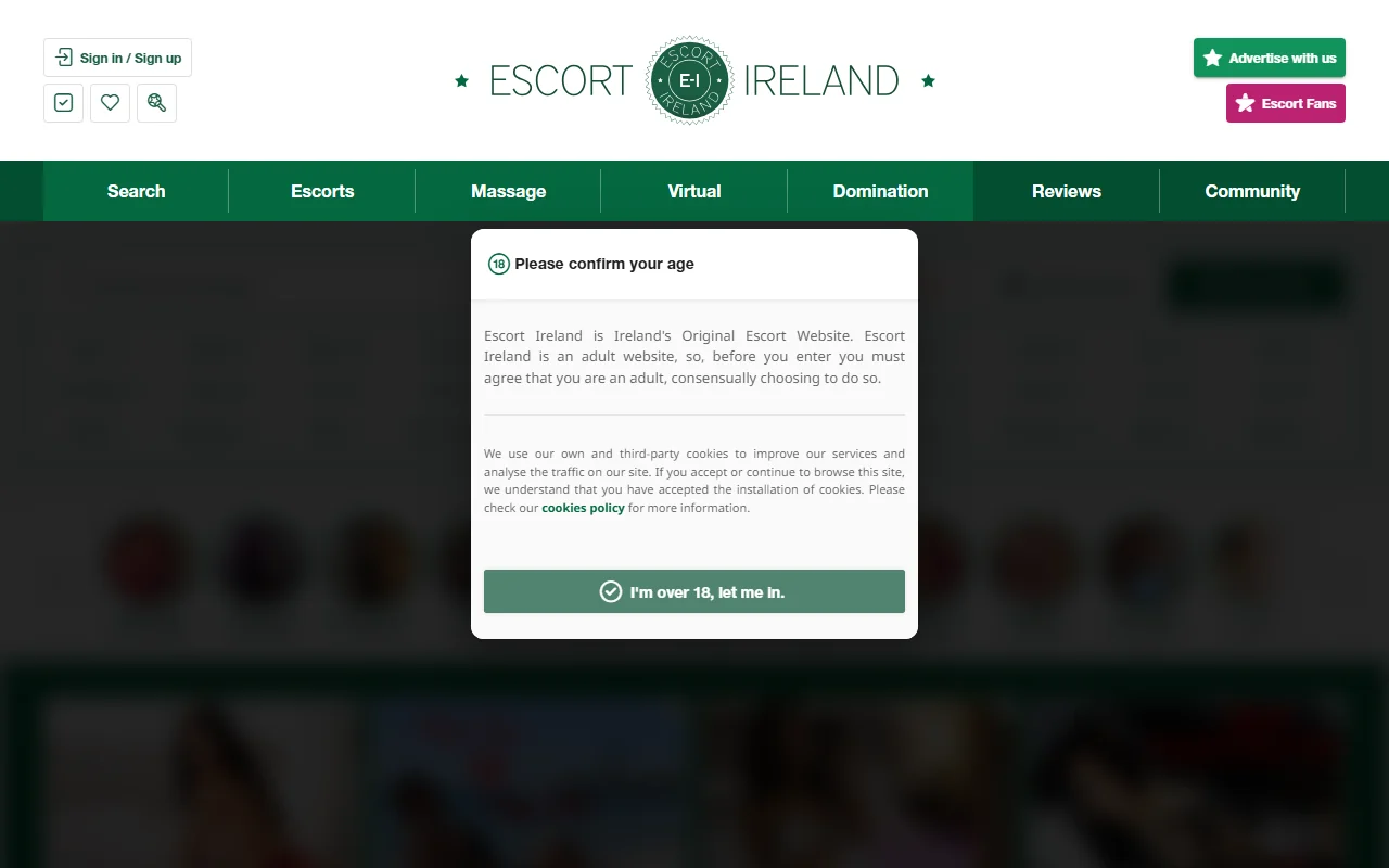 Screenshot: Escort Ireland Screenshot of Escort Ireland